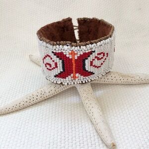 Artisan southwest beaded Cuff Bracelet butterfly spiral design boho